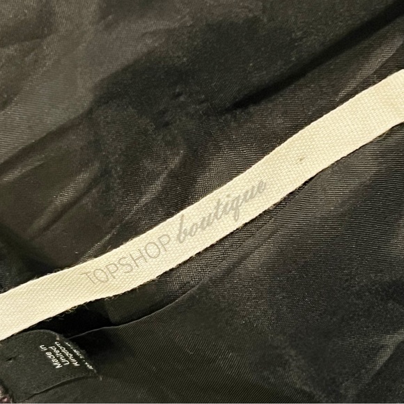 Topshop Wool Tweed Pea Coat 3/4 Sleeve Herringbone Zip-Up Jacket - Picture 5 of 6